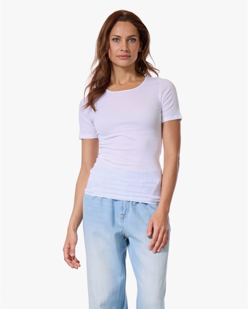 Cotton Seamless T-shirt Wit