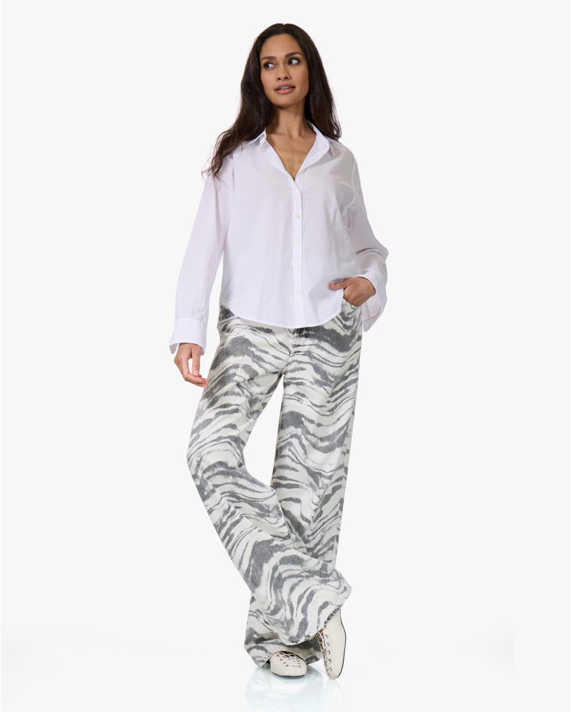 Bowie Washed Poplin Blouse Wit