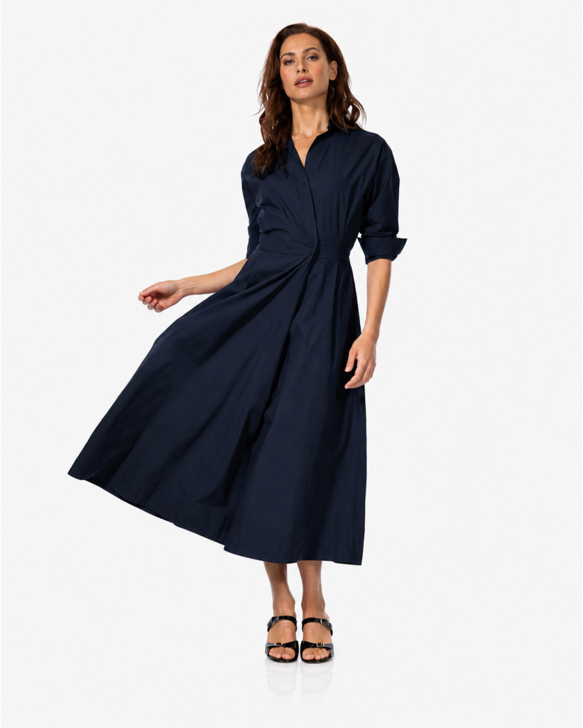 Katoenen Maxi Jurk met Steekzakken Dark Sapphire
