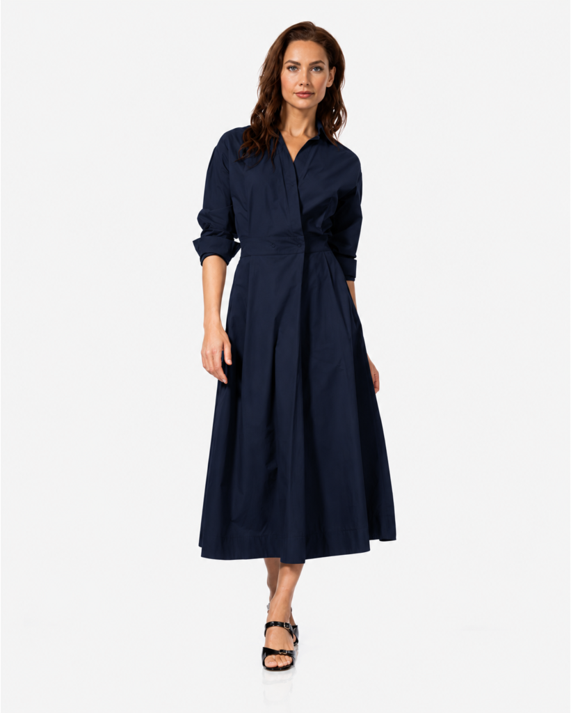 Katoenen Maxi Jurk met Steekzakken Dark Sapphire