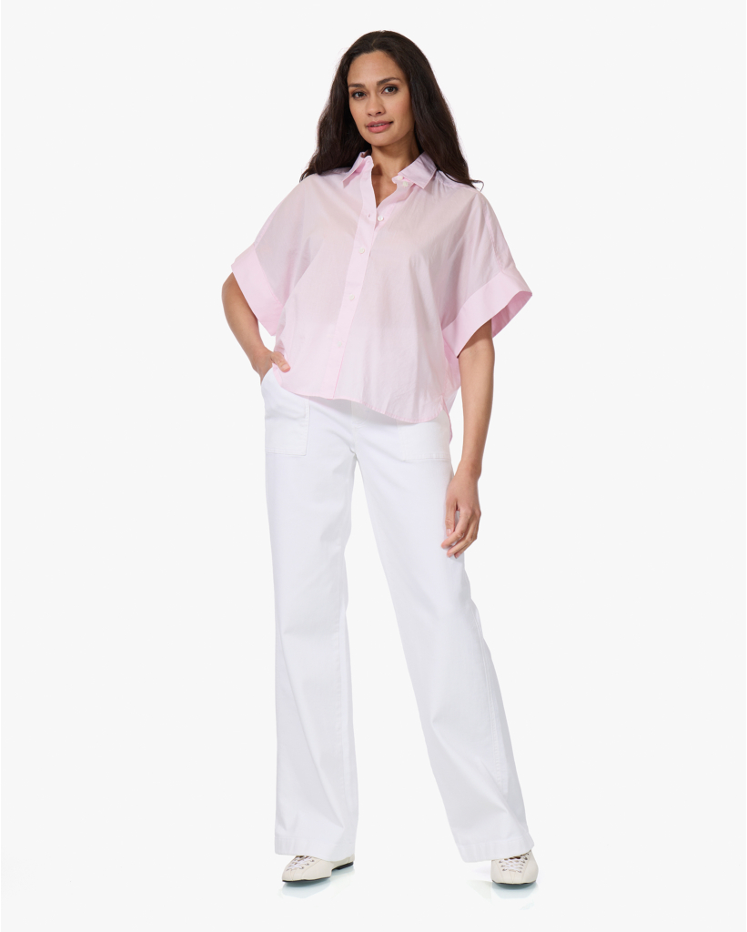 Katoenen Korte Mouwen Blouse Quartz Pink