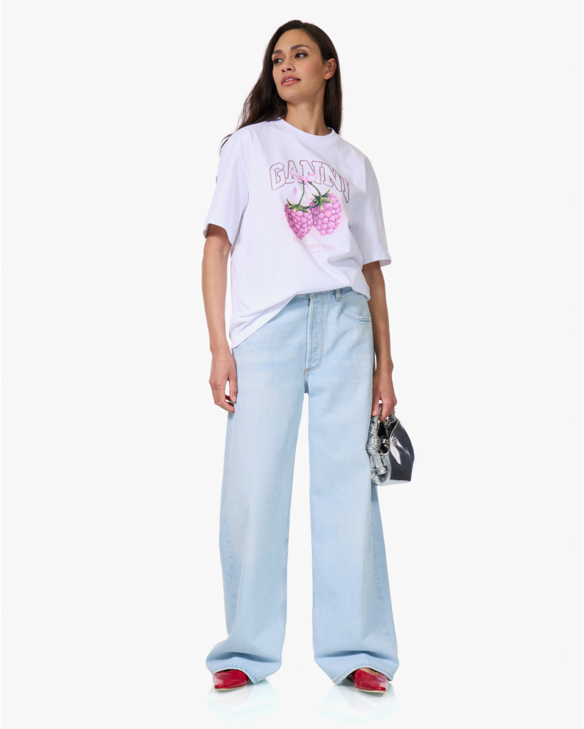 Raspberry Organic Cotton T-shirt Bright White