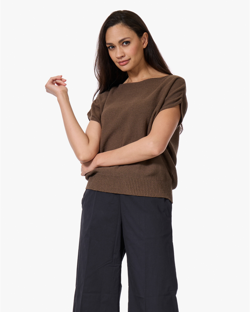 Katoenmix Korte Mouwen Trui Soft Bark