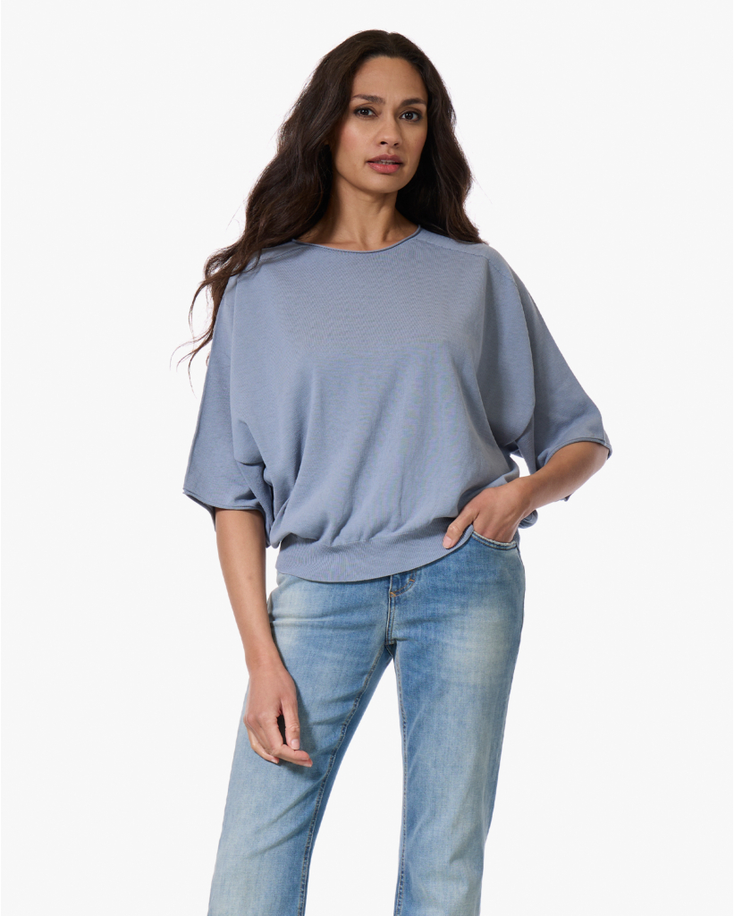 Dilary Korte Mouwen Trui Grijsblauw