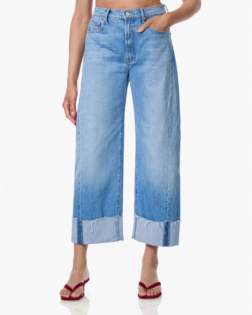 Wide Leg Ankle-Cuff Jeans Blauw