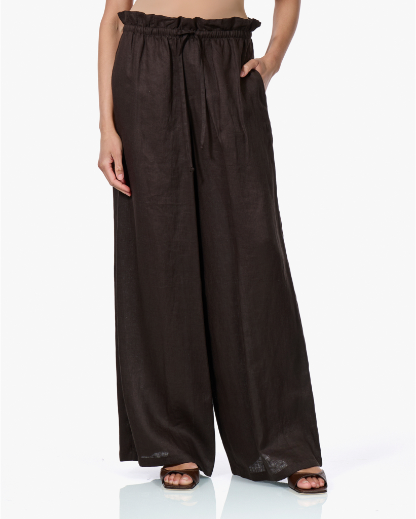 Dwindle Linnen Pantalon Donker Bruin