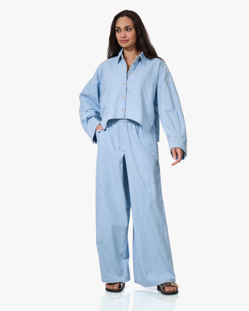 Oshio Light Denim Blouse Blauw