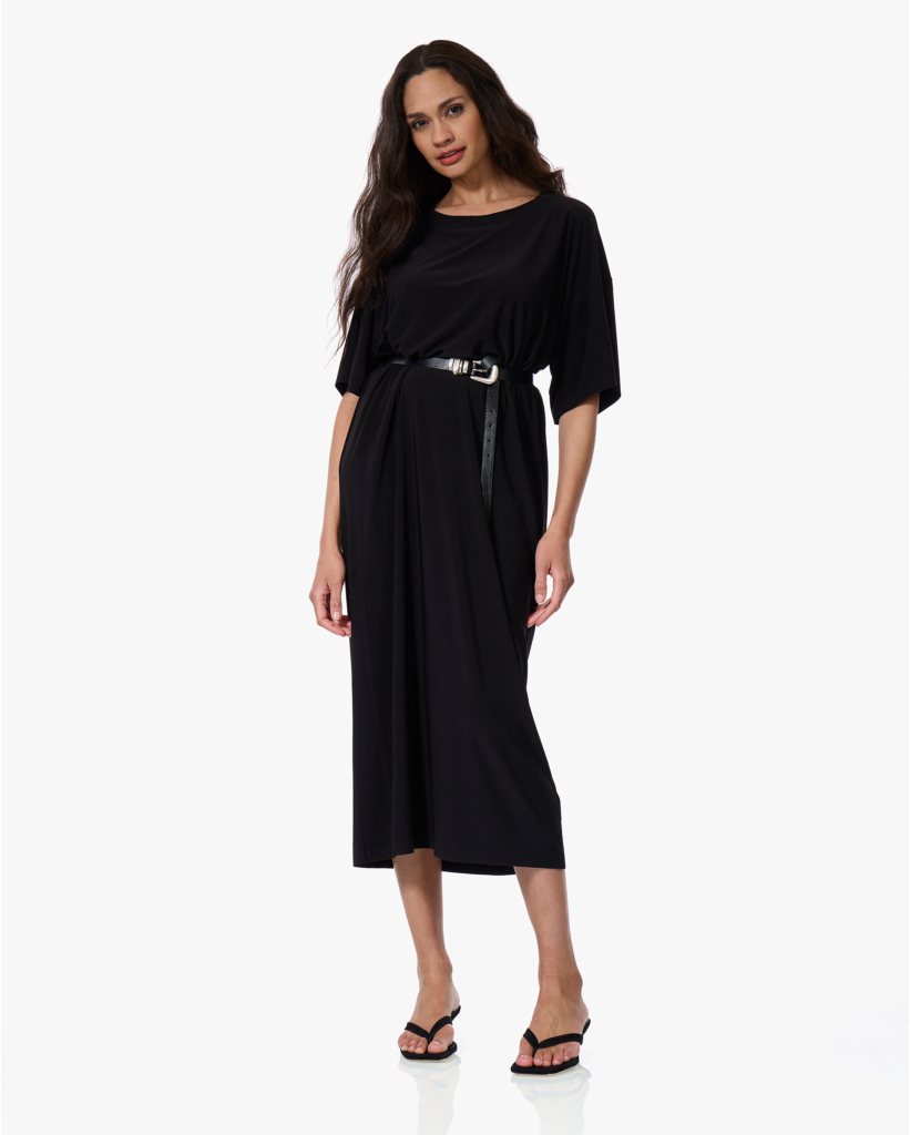 Tech Jersey Midi Jurk Zwart