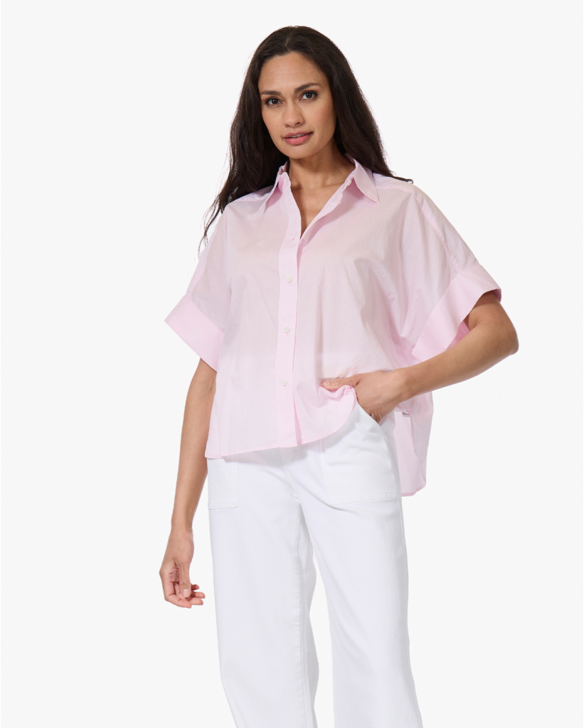 Katoenen Korte Mouwen Blouse Quartz Pink