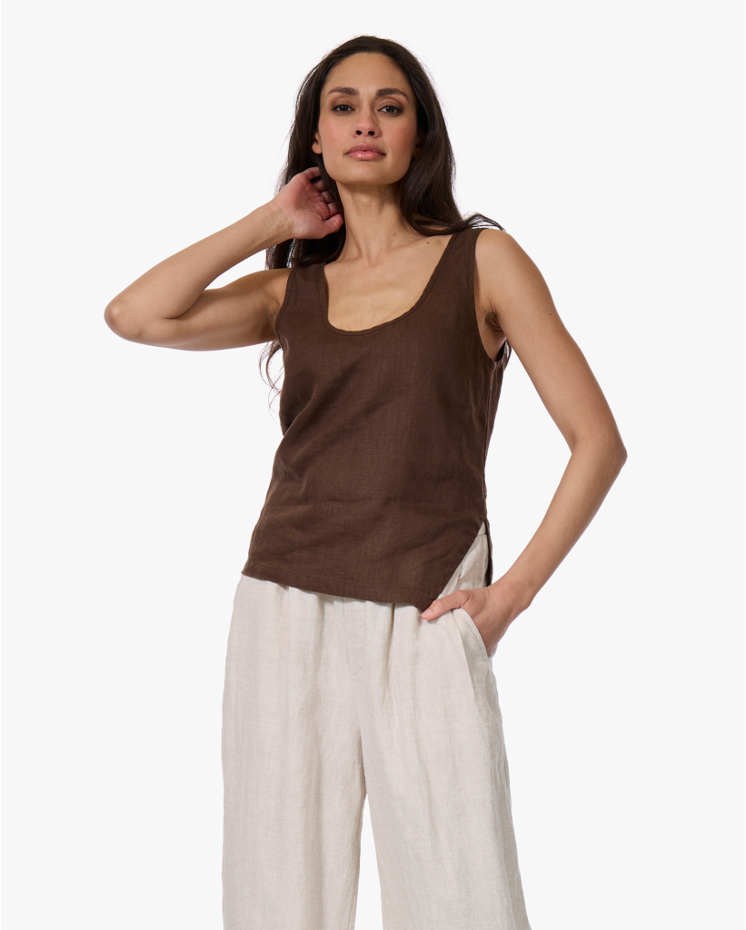 Linnen Top Donker Bruin