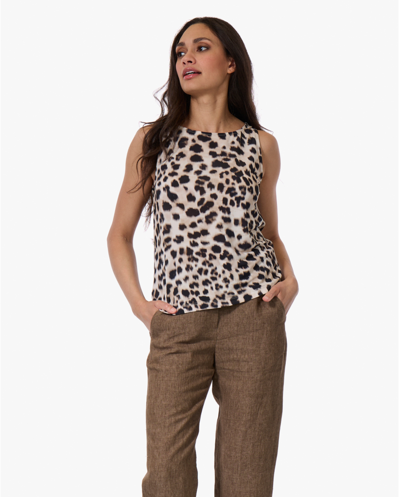 Viscose Top Met Print Sesame