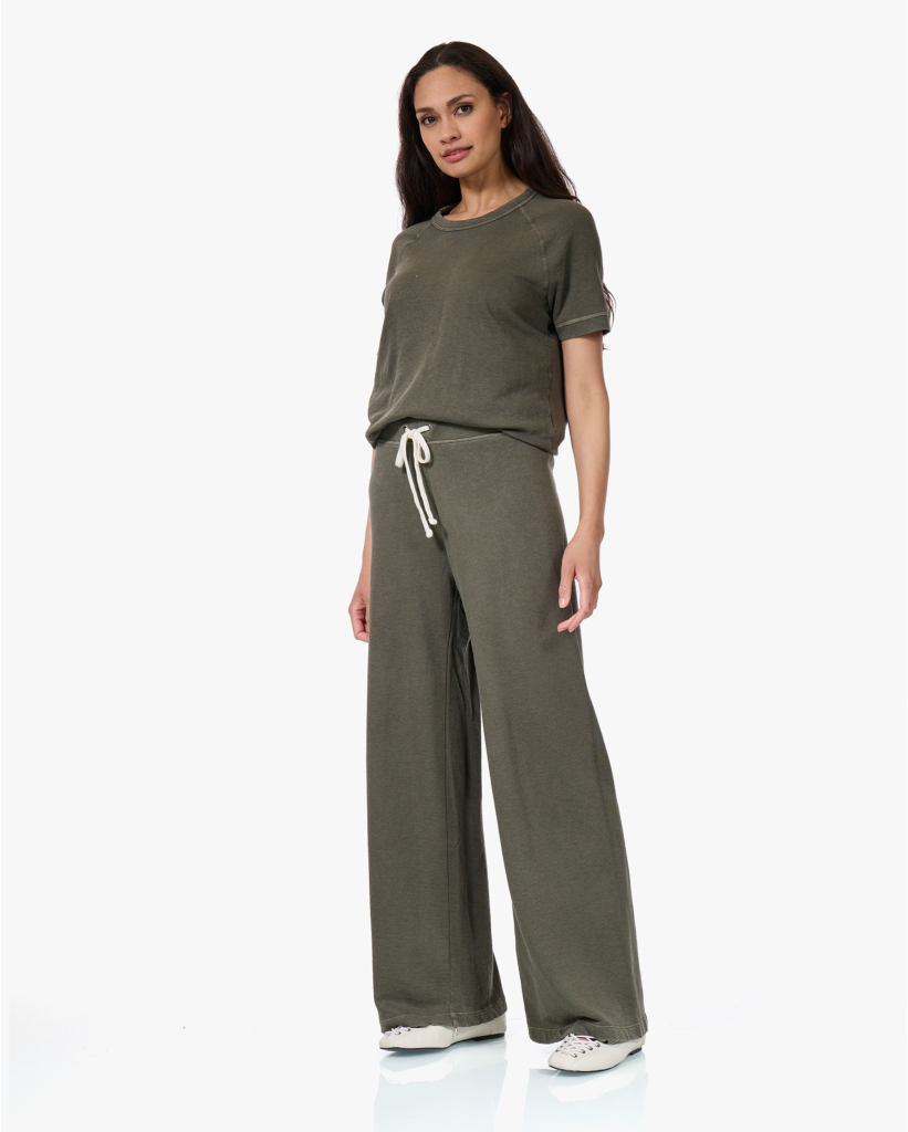 Vintage French Terry Wide Leg Sweatpants Army