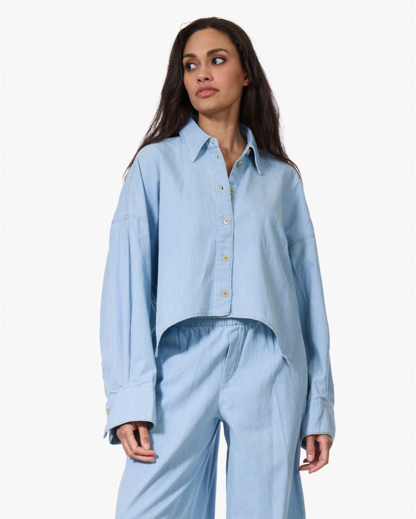 Oshio Light Denim Blouse Blauw