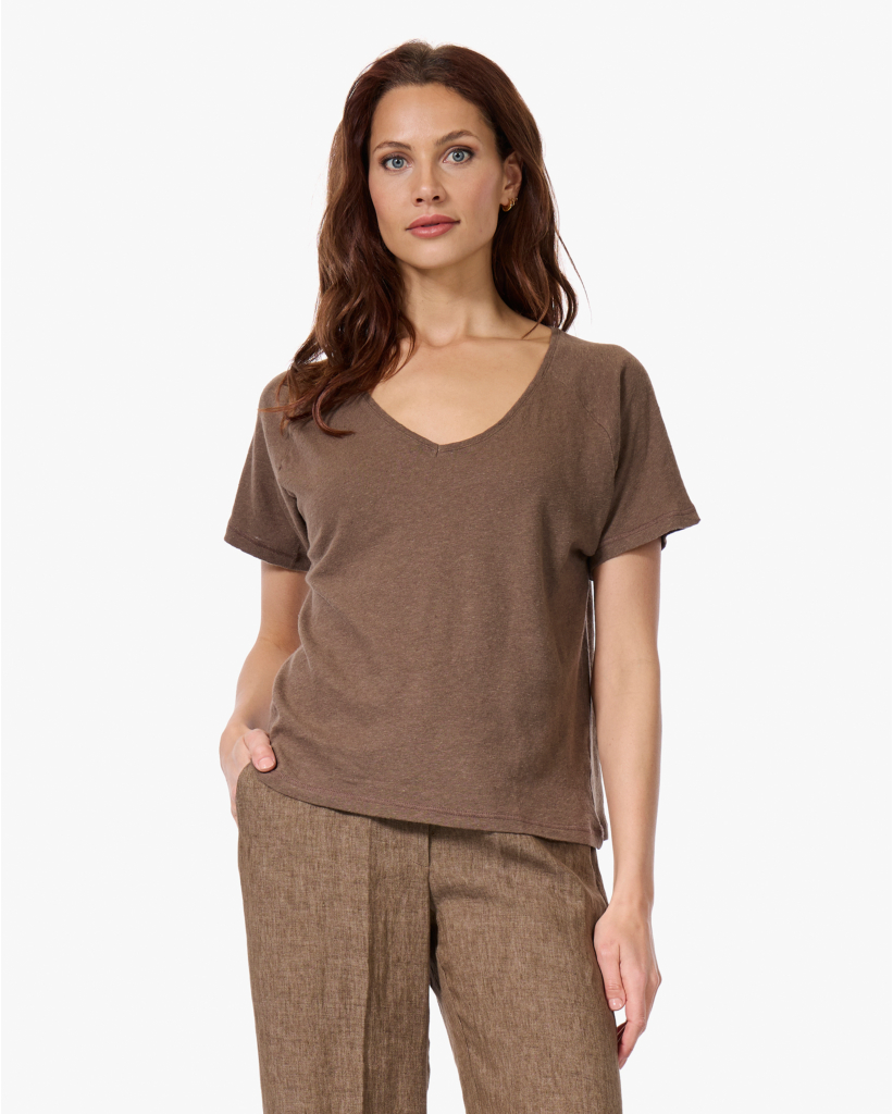 Tikaomo Linnenmix T-shirt Camel