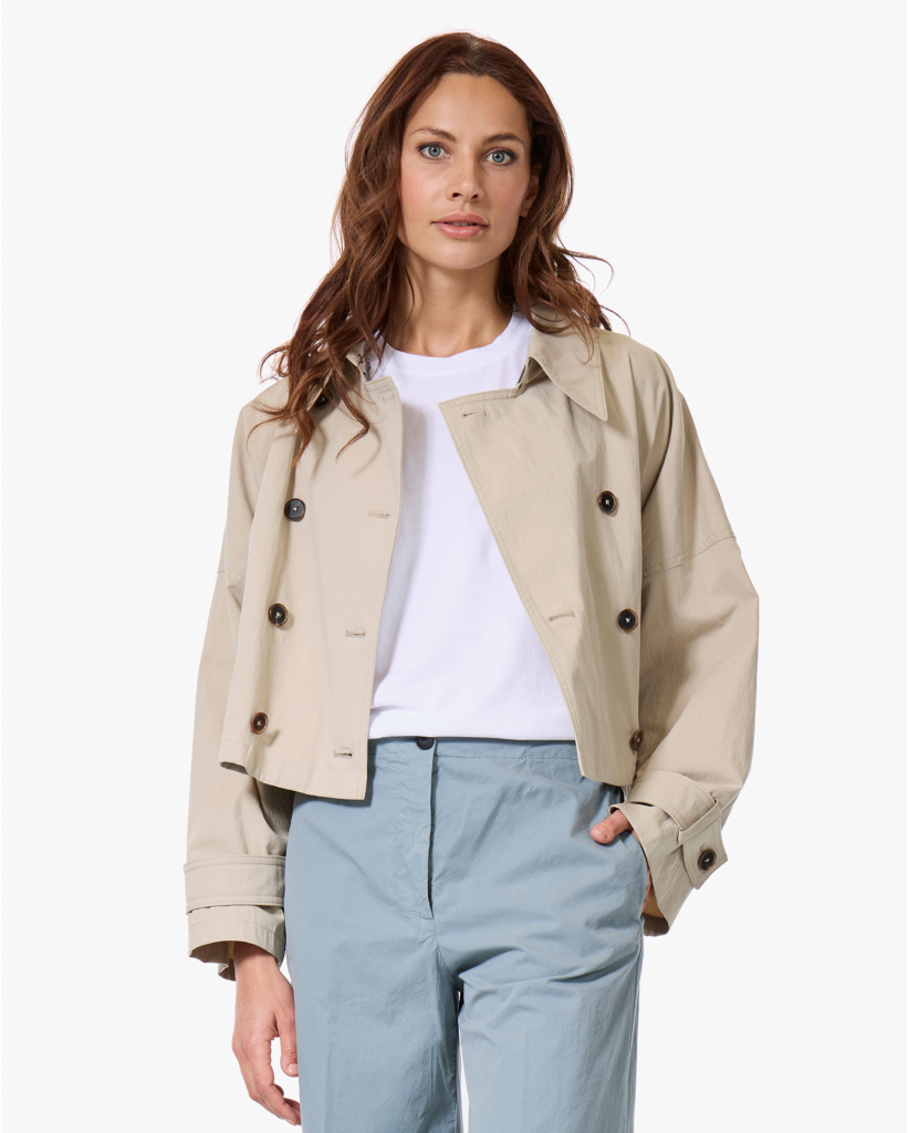 Helsby Korte Katoenmix Trenchcoat Beige 