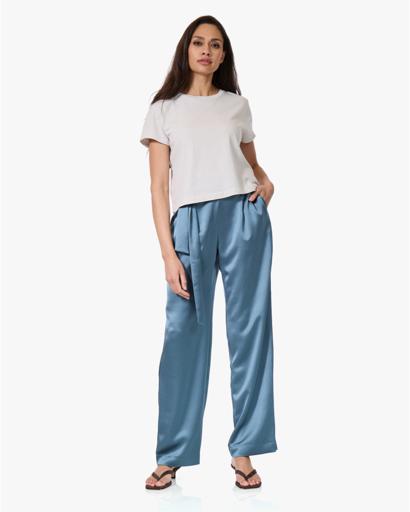 Socary Satijnen Pantalon met Ceintuur Shark