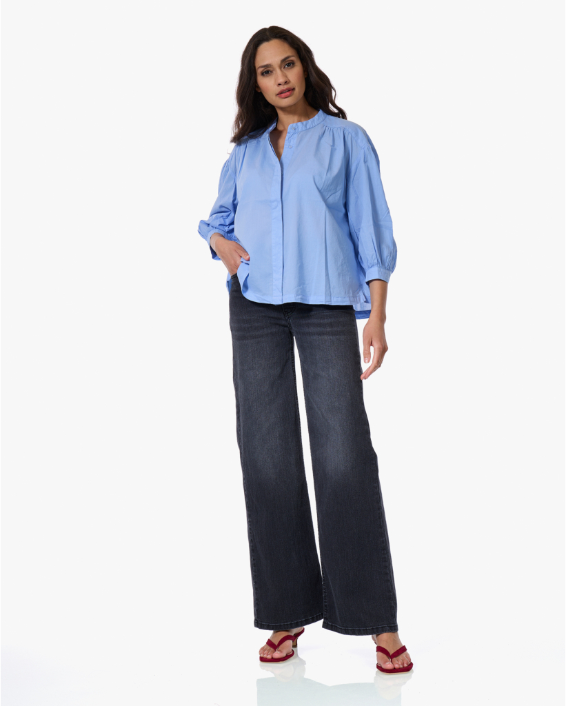 Carla Mandarin Collar Blouse Baltic