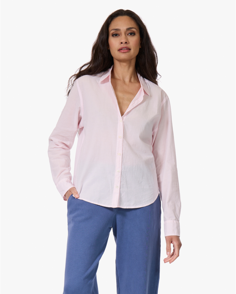 Bowie Washed Poplin Blouse Pale Rose