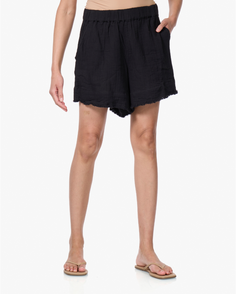 Moby Wrinkled Cotton Short Zwart