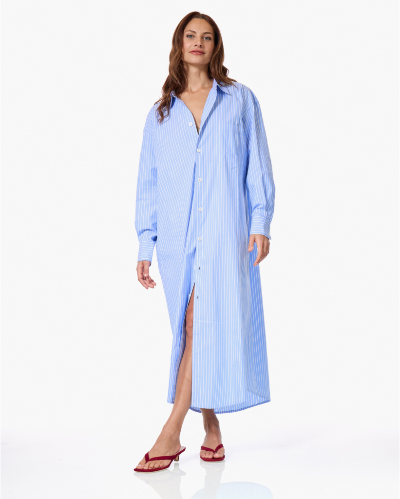 Harvey Gestreepte Maxi Blousejurk Blauw