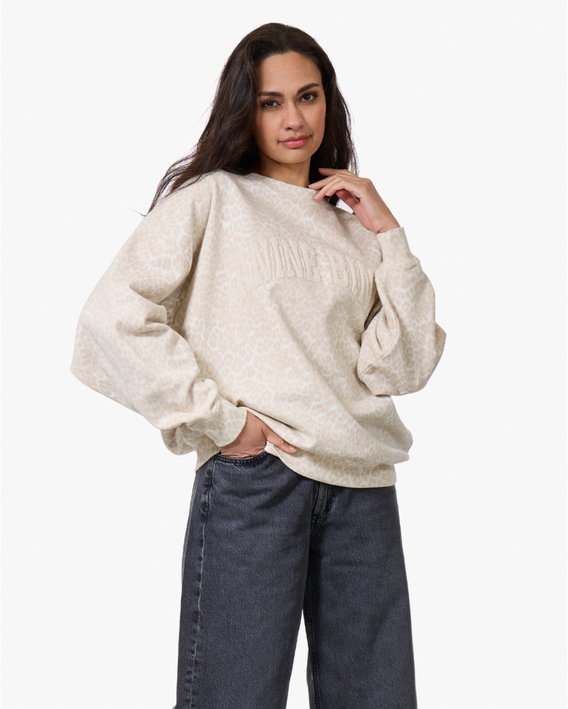 Miles Leopard Sweatshirt Washed White