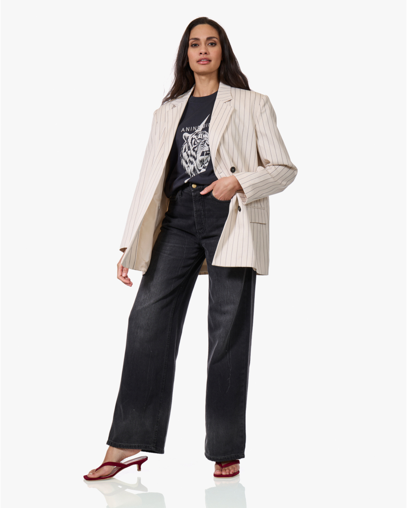Monique Pinstripe Blazer Ecru/Navy