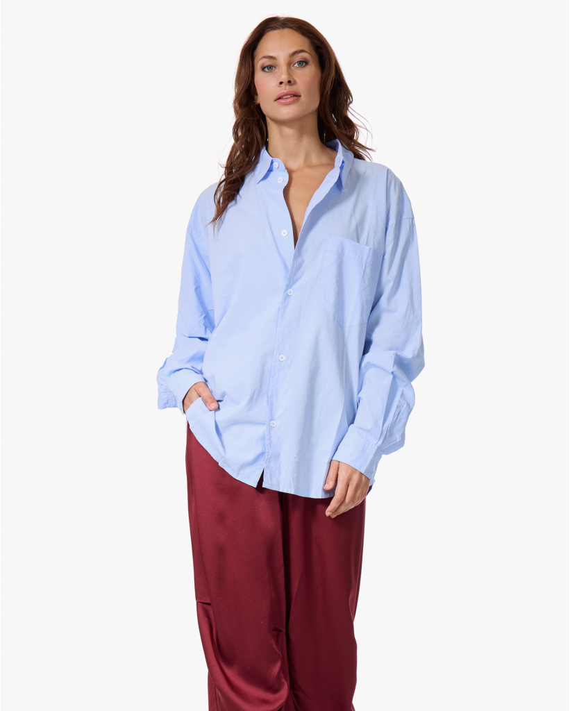 Poppy Oversized Overhemdblouse Ice Blue