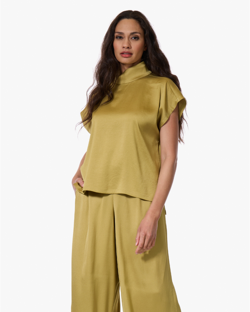 Alaria Satijnen Blouse Mosterd