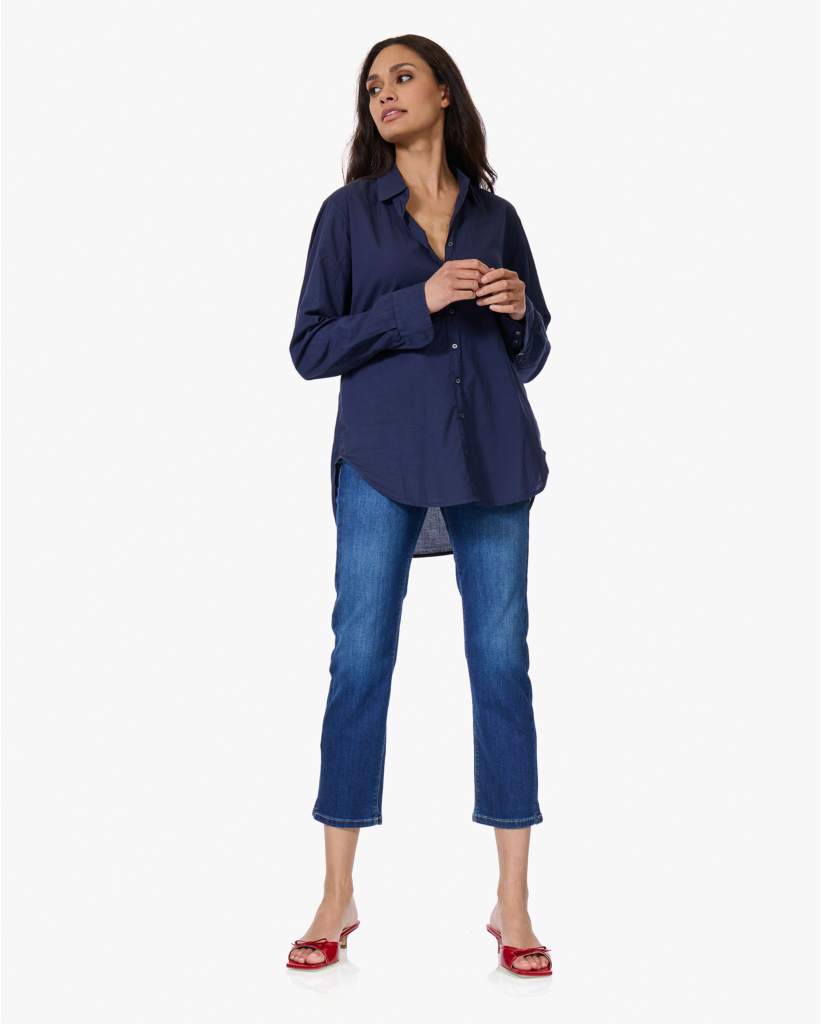 Beau Washed Poplin Blouse Navy