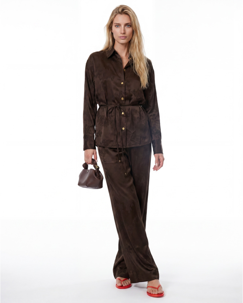 Jacquard Satijnen Pantalon Demitasse