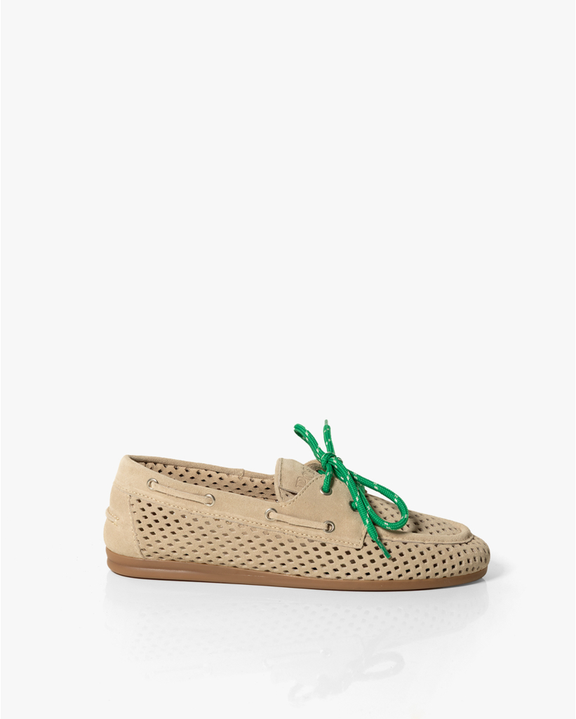 Geperforeerde Suède Mocassins Taupe