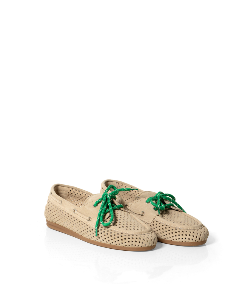 Geperforeerde Suède Mocassins Taupe