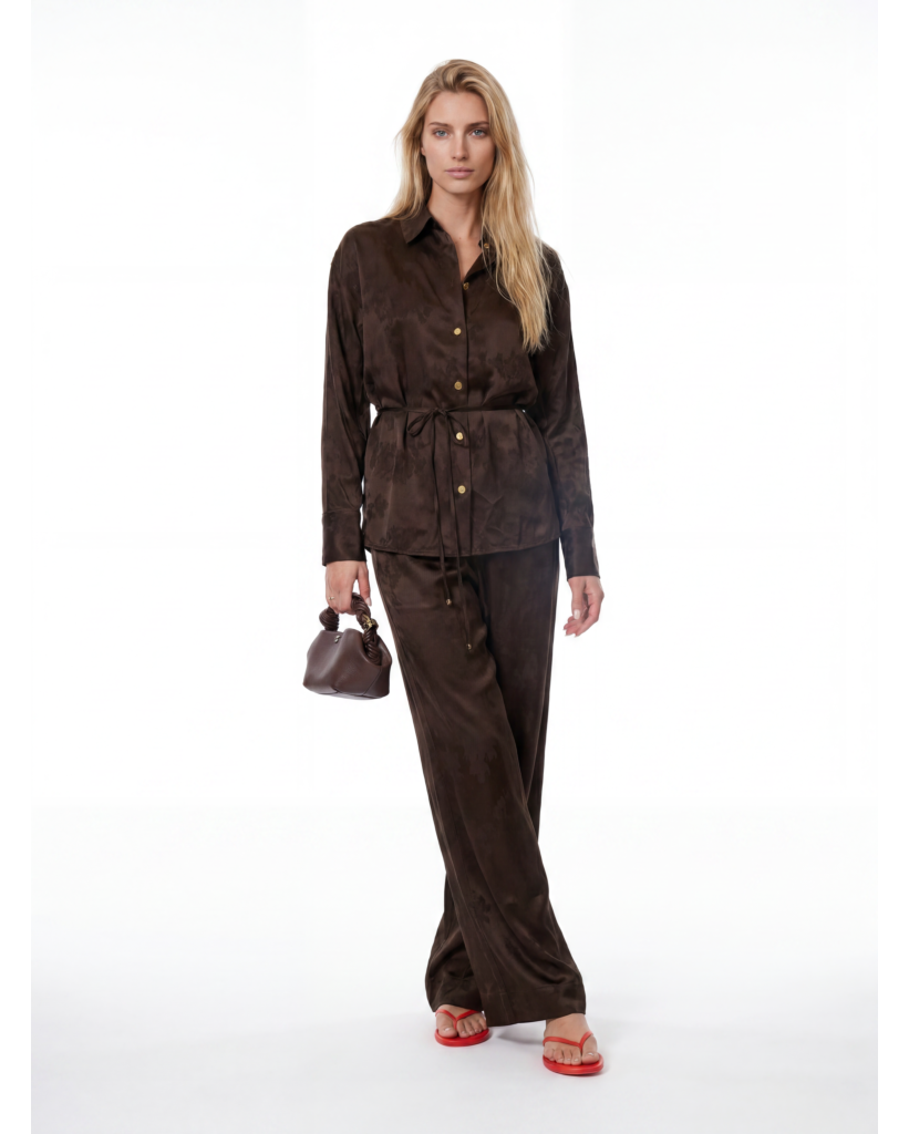 Jacquard Satijnen Blouse Demitasse