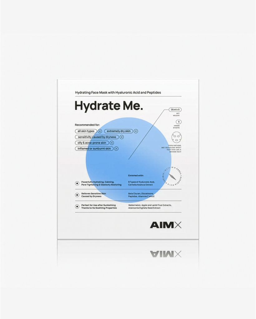 Moisturising sheet mask with peptides "Hydrate Me" AIMX