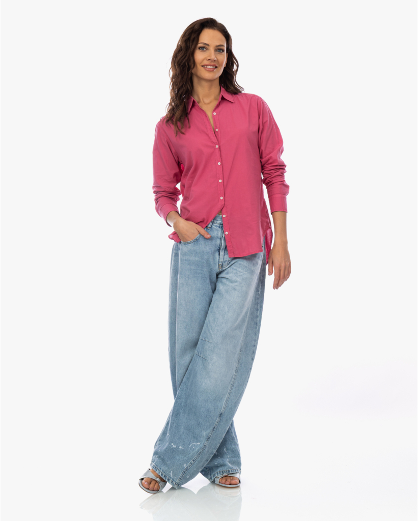 Aliana Wijde Balloon Jeans met Verfspetter Licht Blauw L32