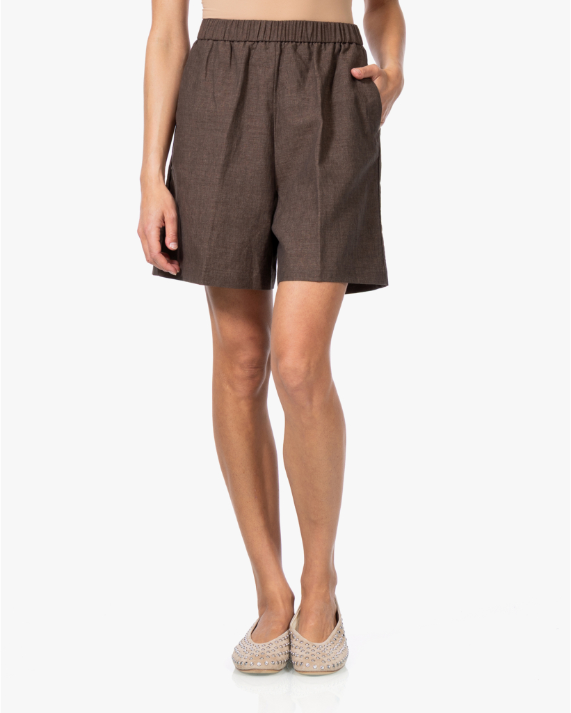 Linnenmix Bermuda Short Bruin 
