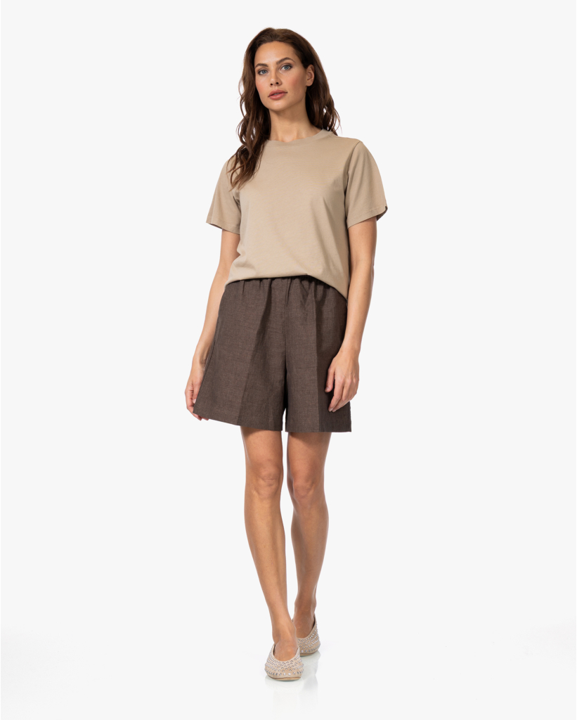 Linnenmix Bermuda Short Bruin 
