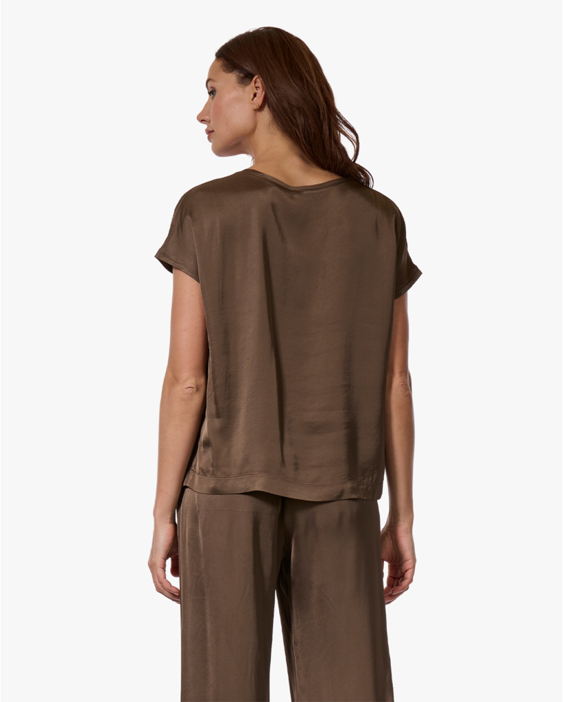 Satijnen V-hals Top Soft Bark