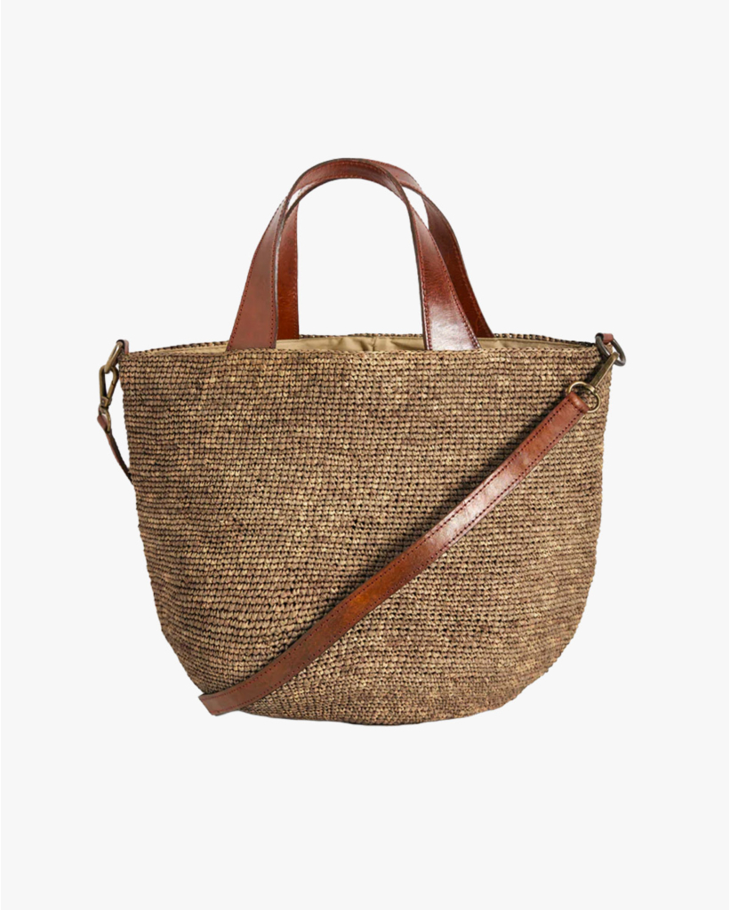 Mirozy Raffia Tas Dark Tea