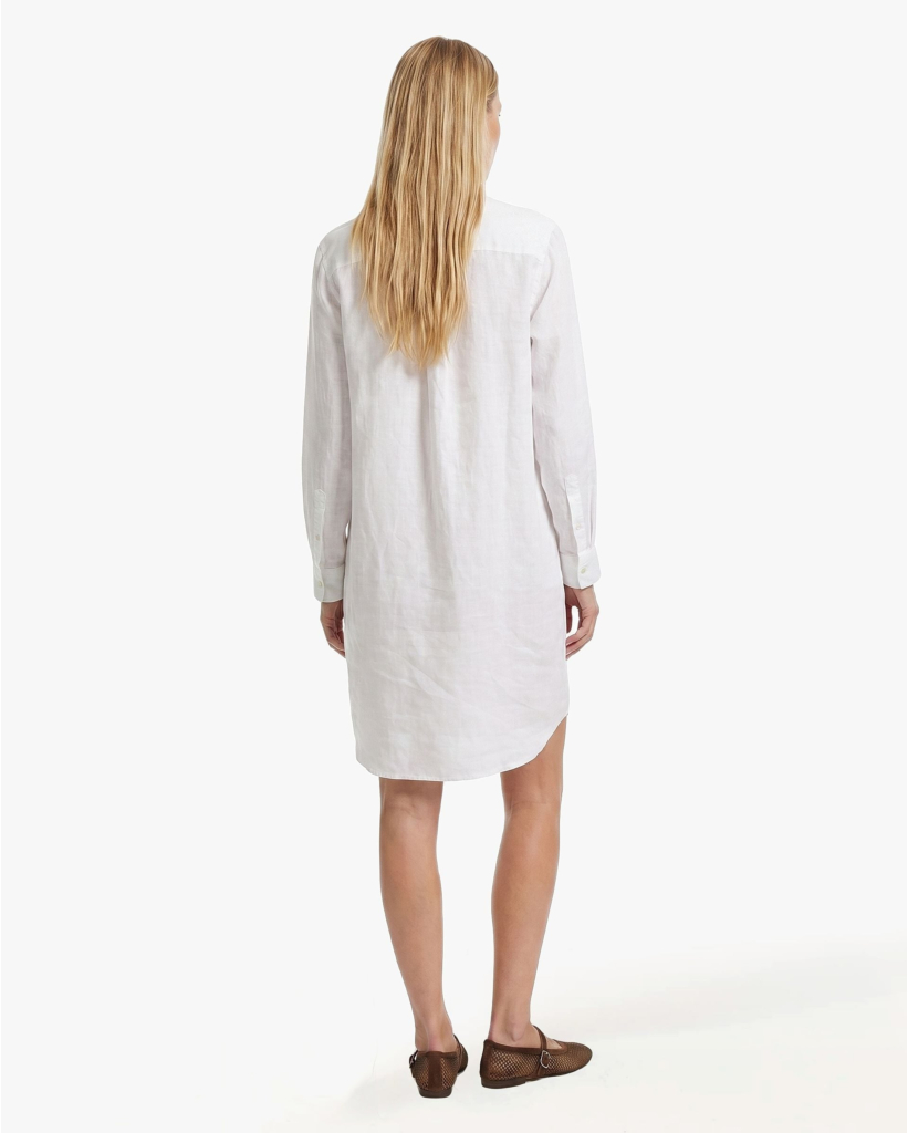 Linnen Korte Blouse Jurk Wit