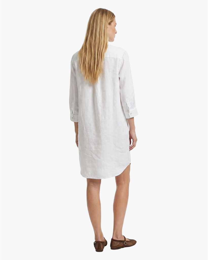Linnen Korte Blouse Jurk Wit
