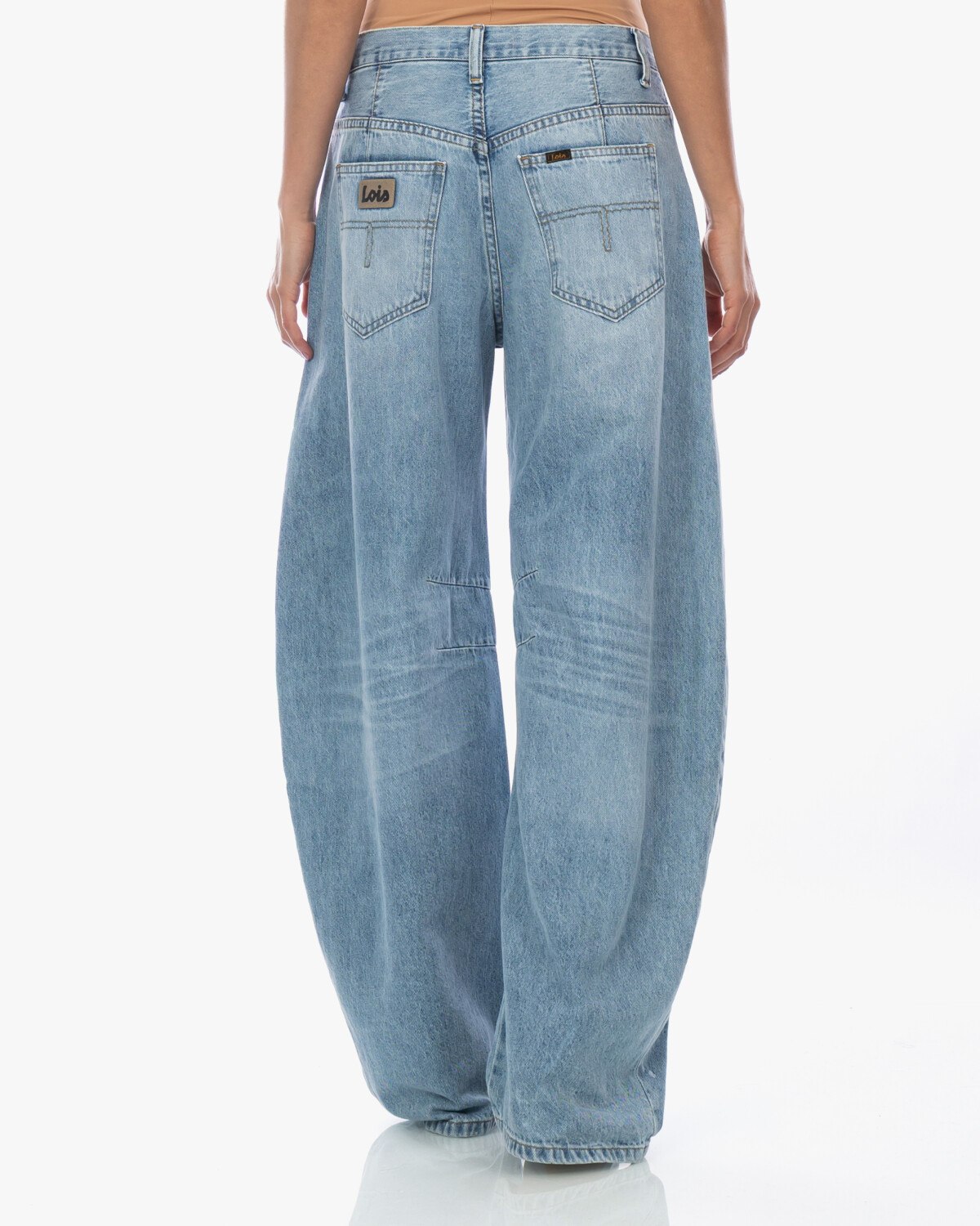 Lois Aliana Wijde Balloon Jeans met Verfspetter Licht Blauw L32