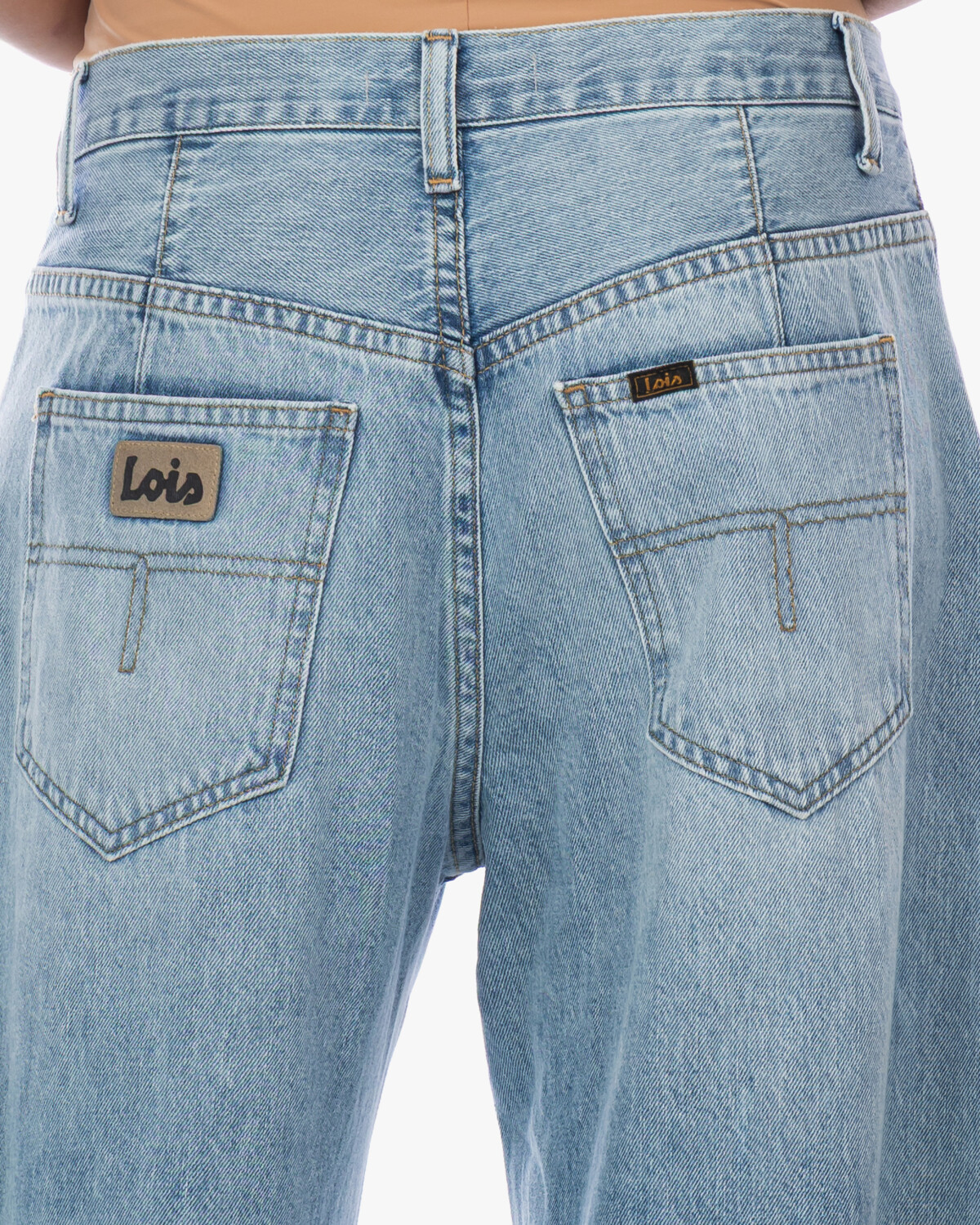 Lois Aliana Wijde Balloon Jeans met Verfspetter Licht Blauw L32