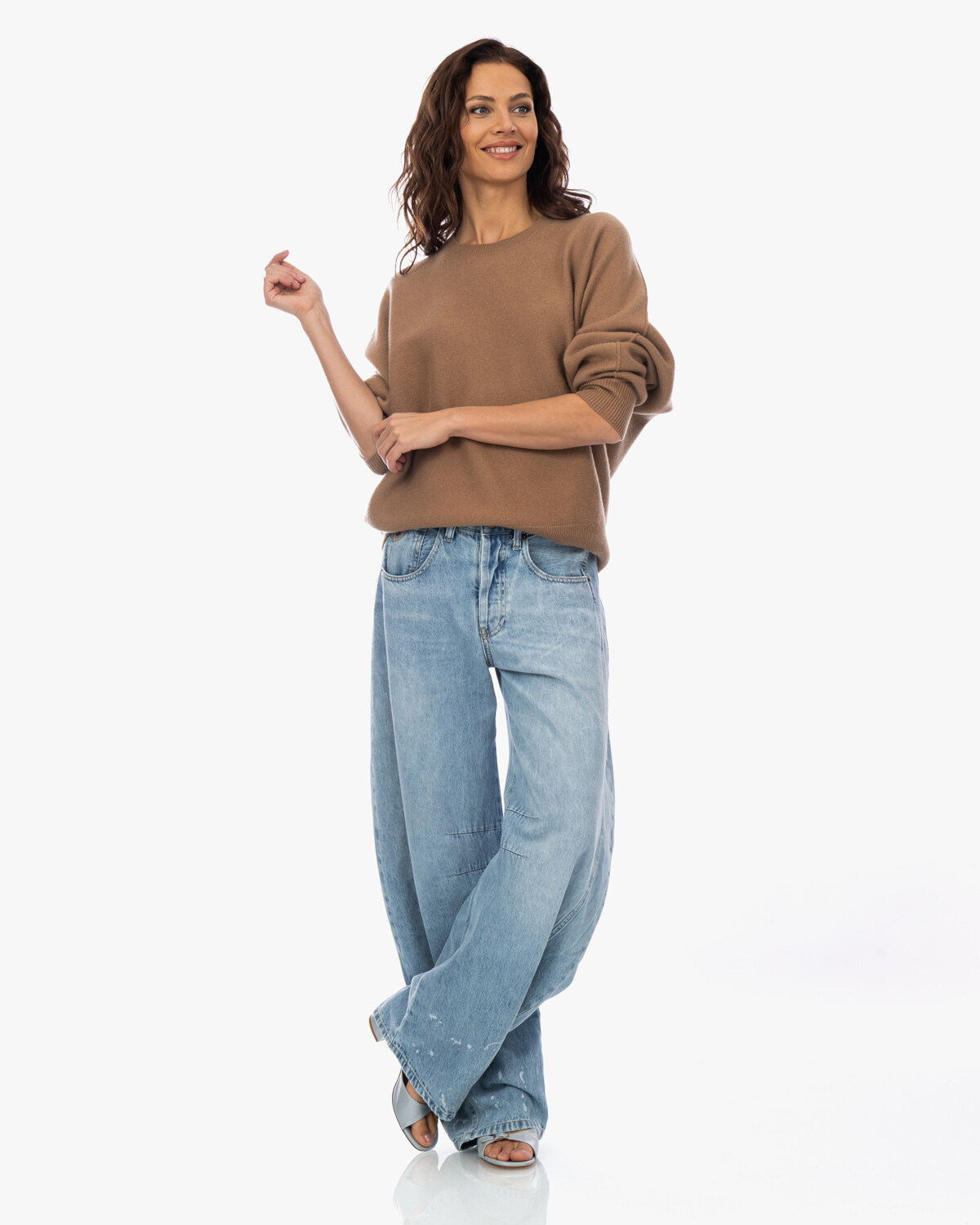 Lois Aliana Wijde Balloon Jeans met Verfspetter Licht Blauw L32