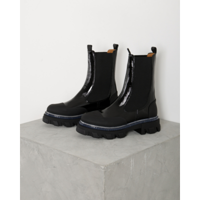 Ganni Chelsea Boot Naplack Black