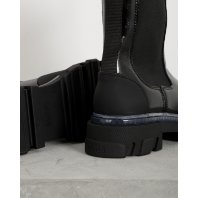 Ganni Chelsea Boot Naplack Black