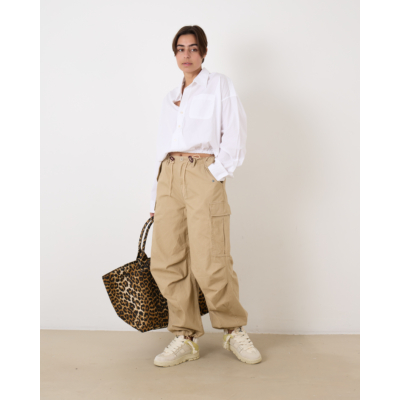 Ganni Leopard Canvas Tote Bag