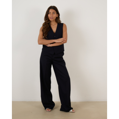 Herman Wide Leg Trousers Dark Navy