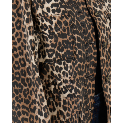 Ganni Ganni Leopard Cotton Canvas Jacket Almond Milk
