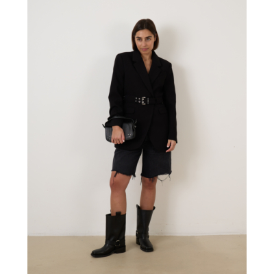 Ganni Bonded Crepe Blazer Black